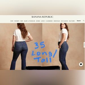 JEANS BANANA REPUBLIC “THE CROP BOOT JEAN” MEDIUM WASH 35 Long Tall NWT
